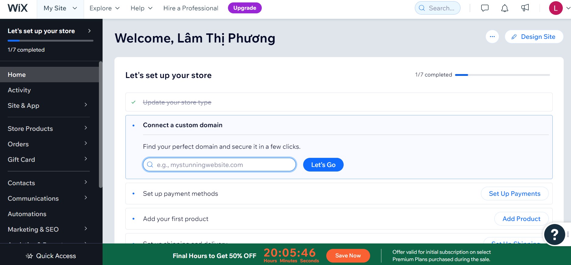 Setting up a website-Wix